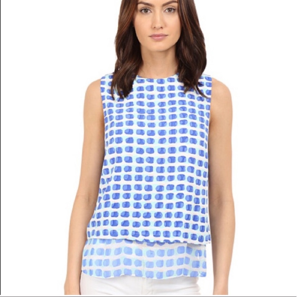 Kate Spade Abstract Blue White Tank Sleeveless Top - Picture 1 of 8